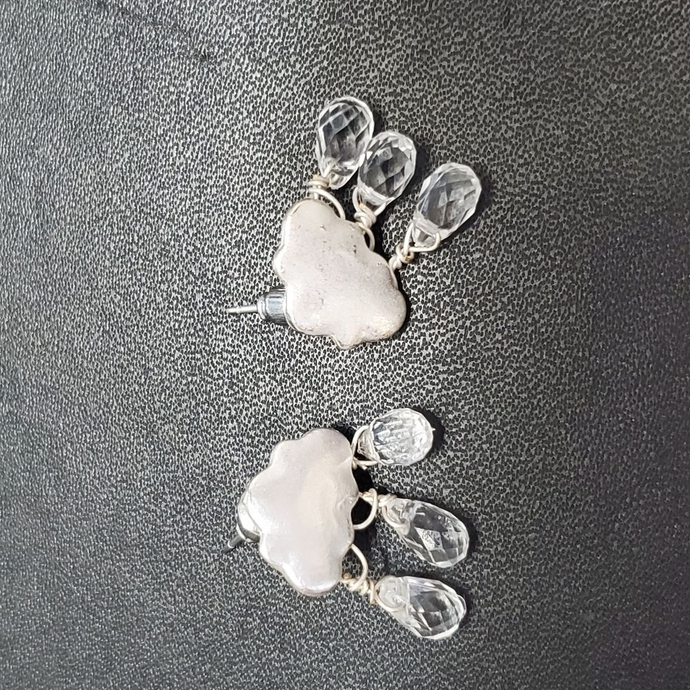 Silver tone raindrop cloud earrings clear - Picture 4 of 7